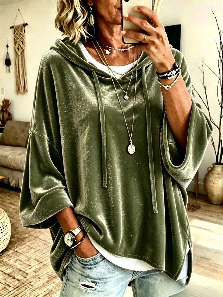 Fayelisse - Lässiger Samt-Lounge-Hoodie