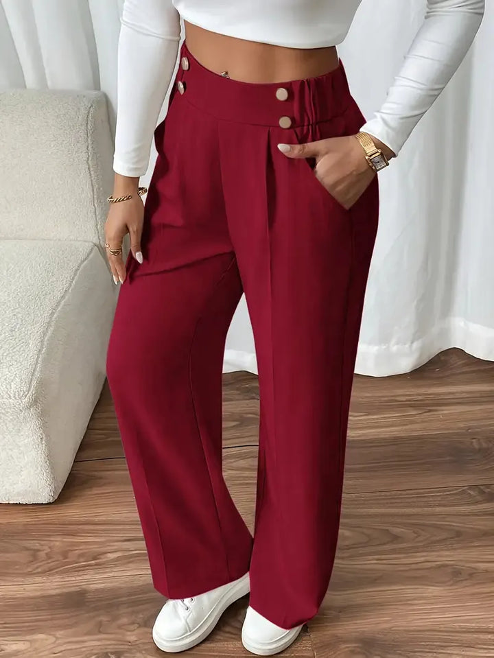 Ashlena - hochtaillierte, weit geschnittene Hose mit Soft-Touch