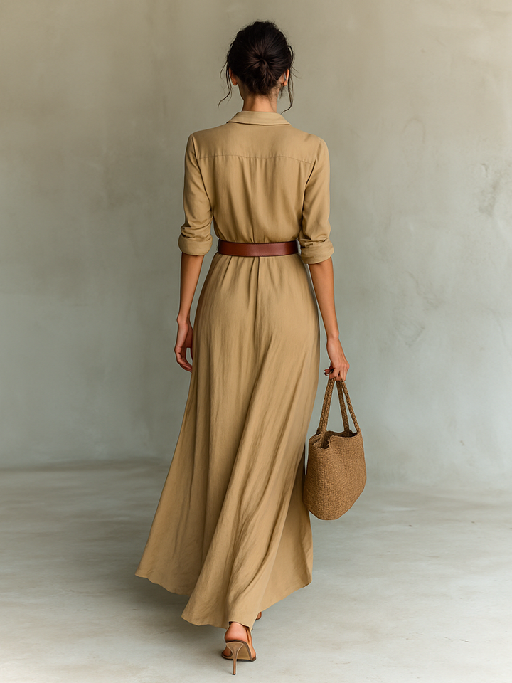 Calantha - Weiches Maxi-Hemdkleid mit Gürtel