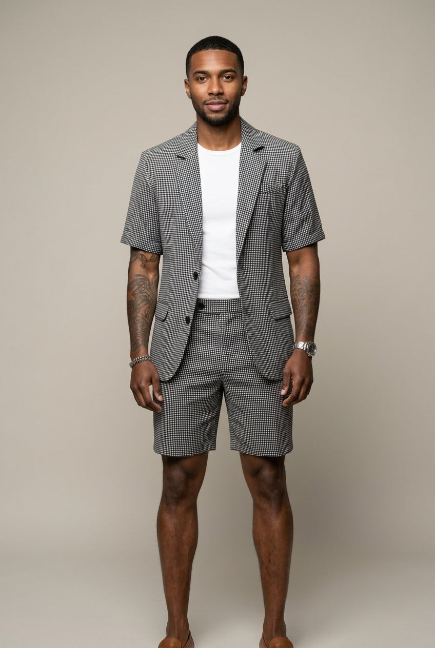 Rufus - Taillierter karierter Zweiteiler aus Blazer und Shorts