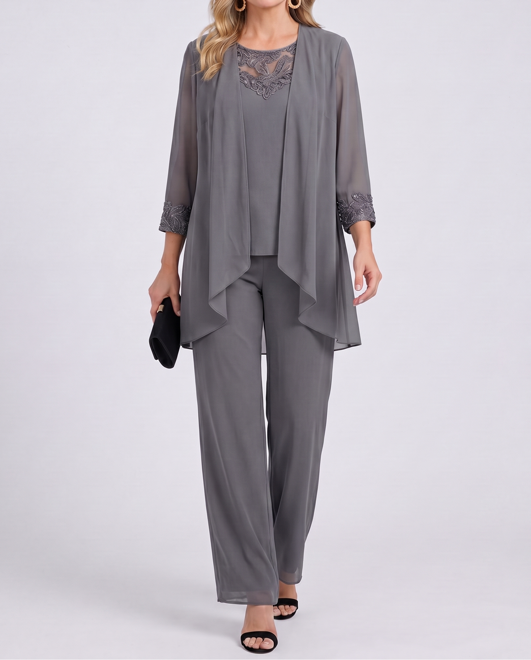 Aeliana - Elegantes dreiteiliges Set mit Blazer und weiter Hose