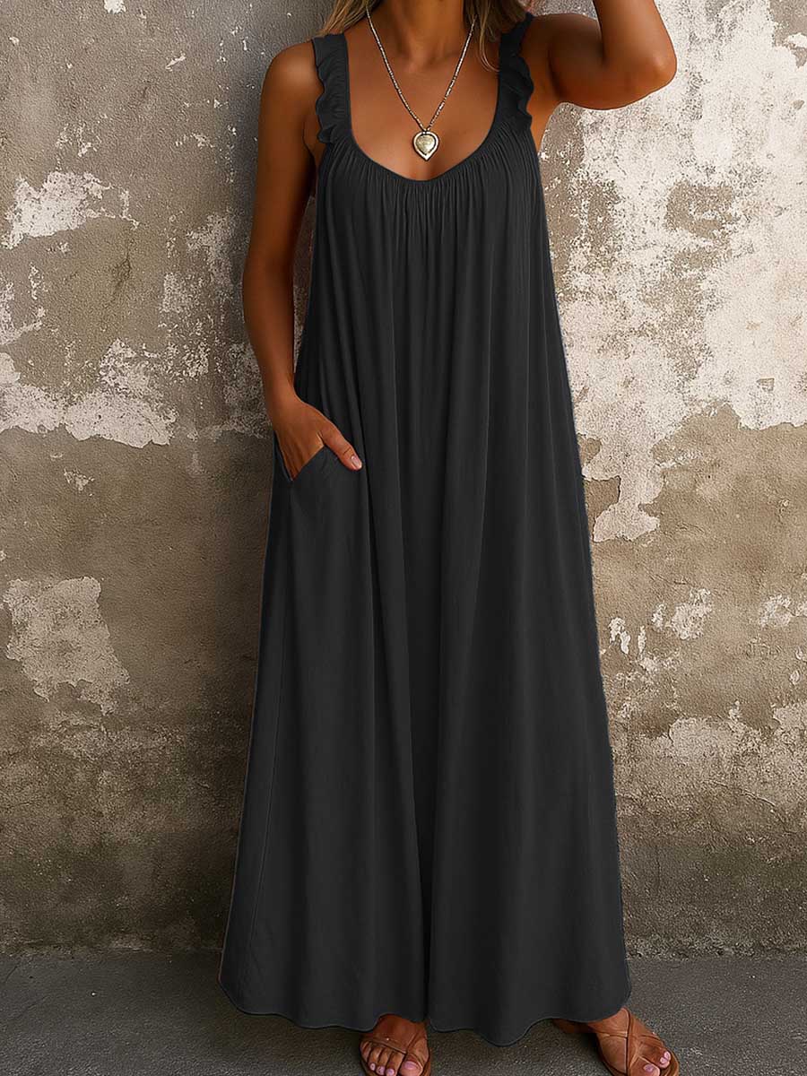 Sylvana - luftiges Maxikleid mit gerüschten Trägern