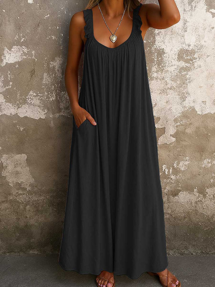 Sylvana - luftiges Maxikleid mit gerüschten Trägern