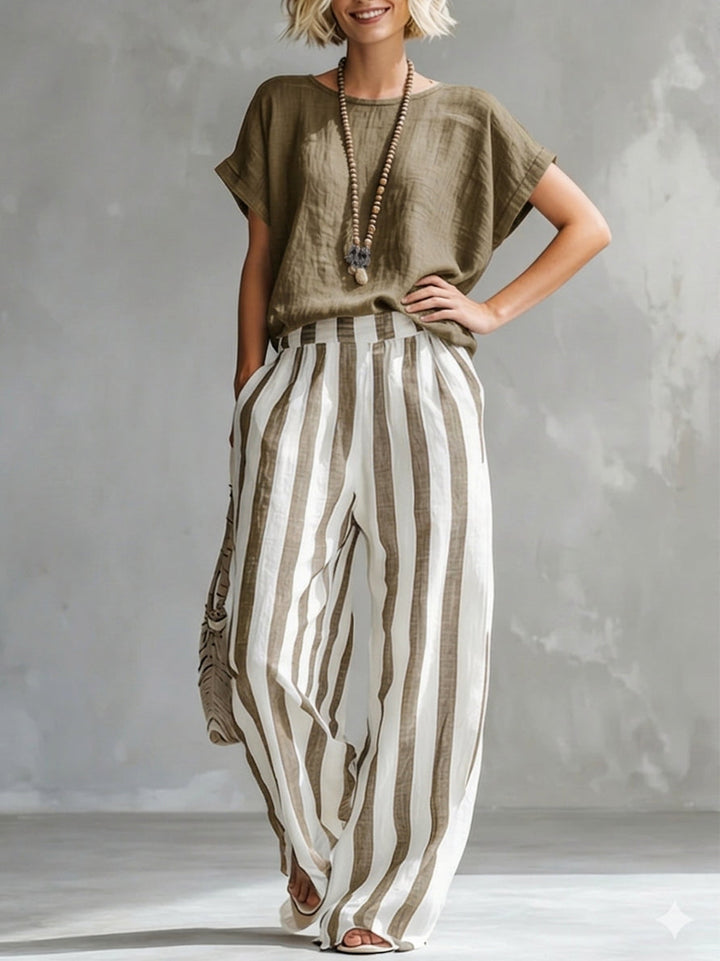 Eulalie - Strukturiertes Shirt- und Shorts-Set