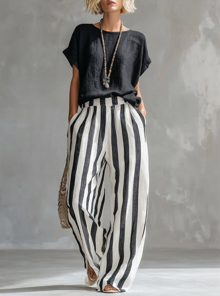 Eulalie - Strukturiertes Shirt- und Shorts-Set