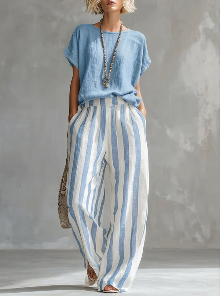 Eulalie - Strukturiertes Shirt- und Shorts-Set