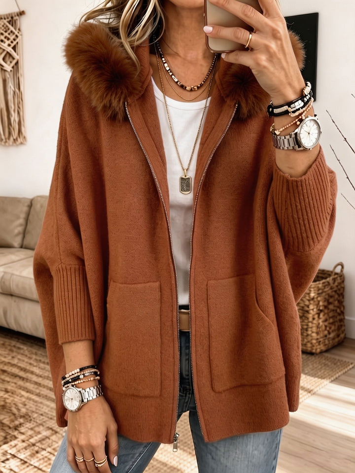 Veronelle - Soft-Touch-Cardigan mit Kapuze und Reißverschluss