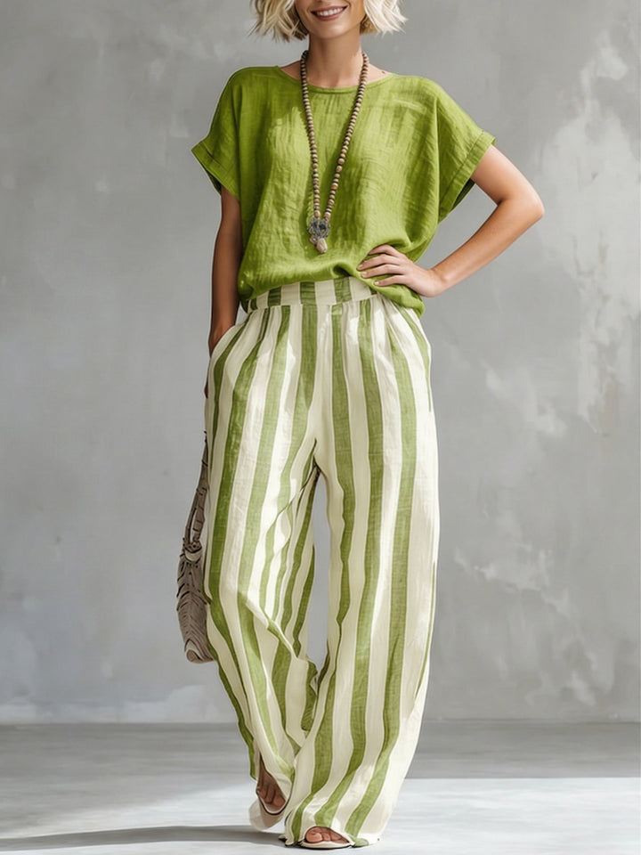 Eulalie - Strukturiertes Shirt- und Shorts-Set