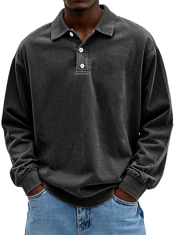 Brychan - Langarm-Poloshirt mit Vintage-Waschung