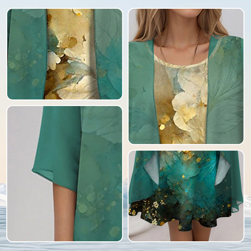 Delavelle - Elegantes, mehrlagiges Midikleid-Set