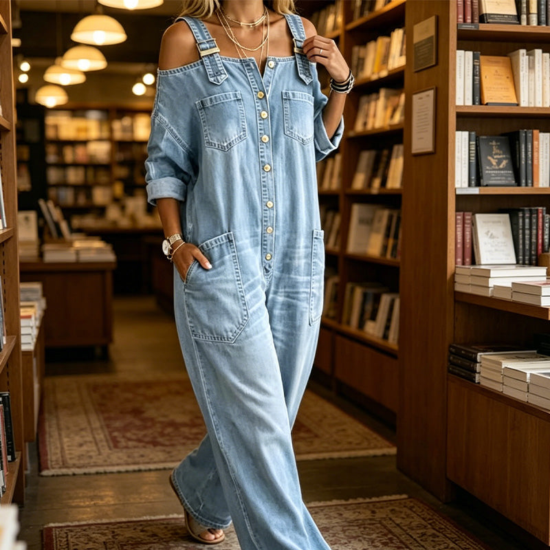 Neralyn - Jumpsuit aus gewaschenem Denim mit Taschen