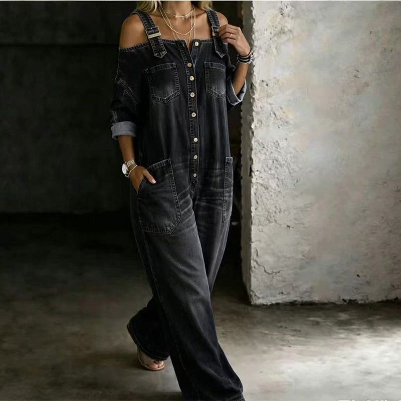 Neralyn - Jumpsuit aus gewaschenem Denim mit Taschen