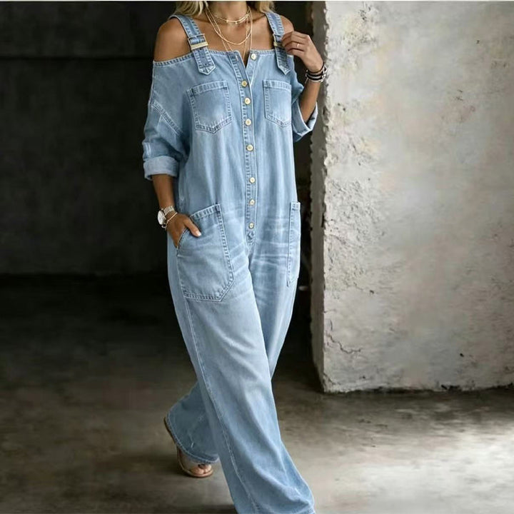 Neralyn - Jumpsuit aus gewaschenem Denim mit Taschen