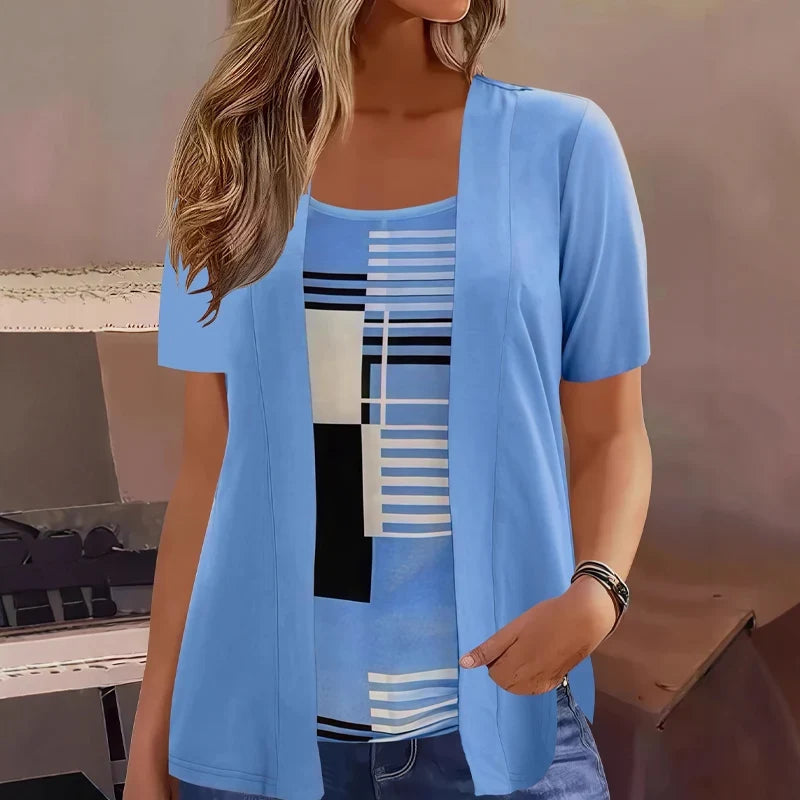 Celiora - Modernes Set mit Print-Cardigan und Bluse