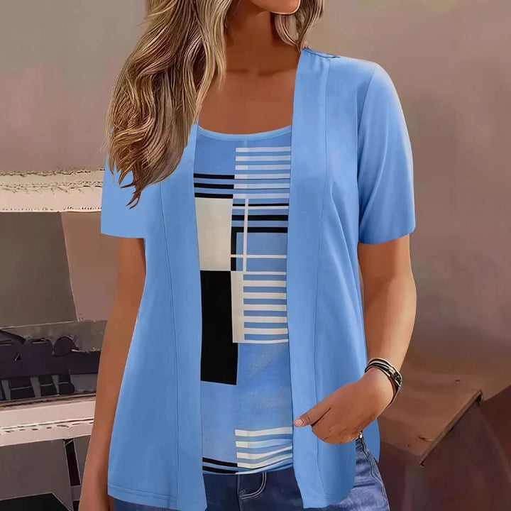 Celiora - Modernes Set mit Print-Cardigan und Bluse