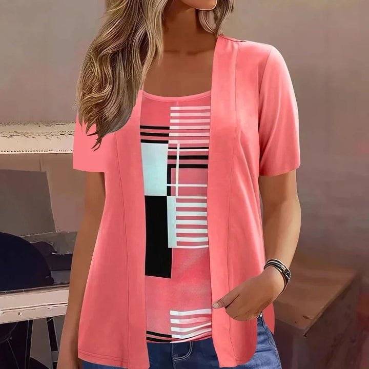 Celiora - Modernes Set mit Print-Cardigan und Bluse