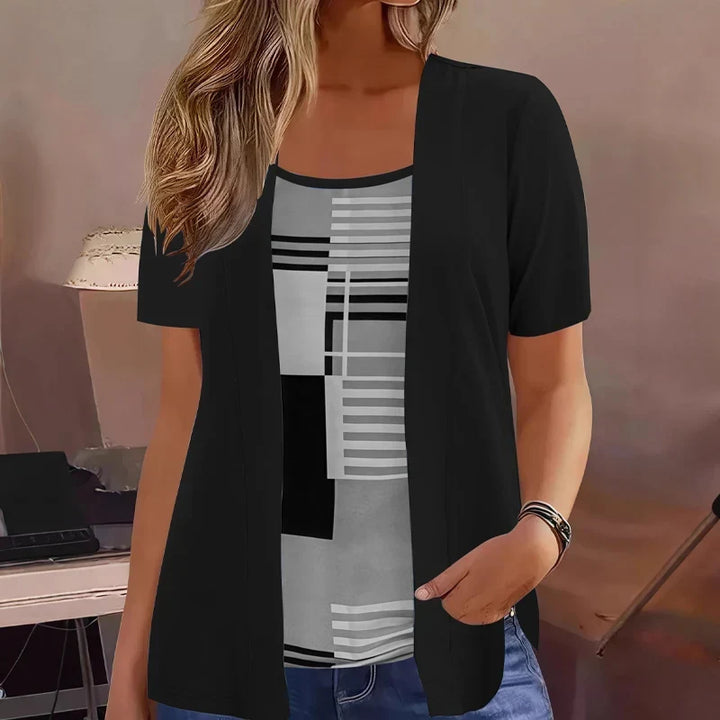 Celiora - Modernes Set mit Print-Cardigan und Bluse