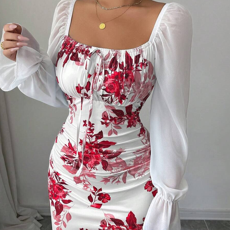 Noevalle - Weiches florales Meerjungfrau-Kleid