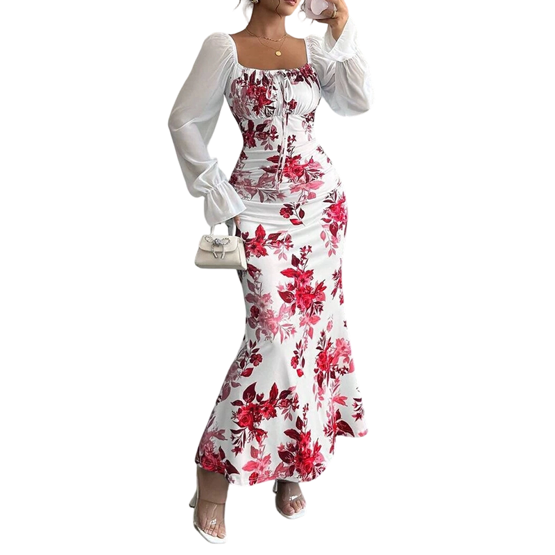 Noevalle - Weiches florales Meerjungfrau-Kleid