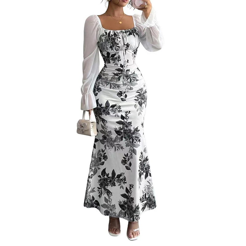 Noevalle - Weiches florales Meerjungfrau-Kleid