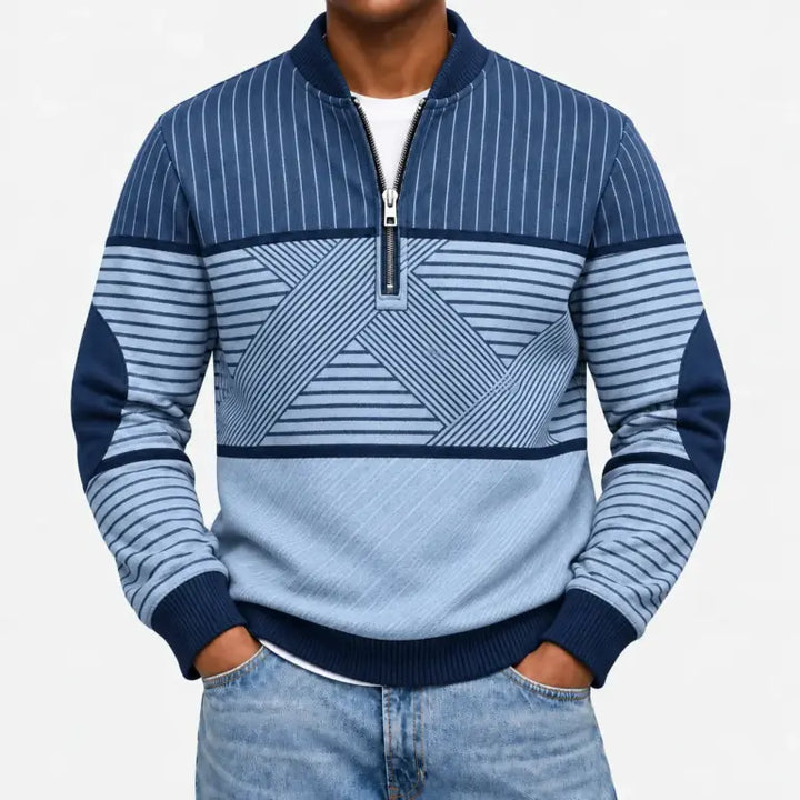 Ifan - Geometrisch gemusterter Half-Zip-Pullover