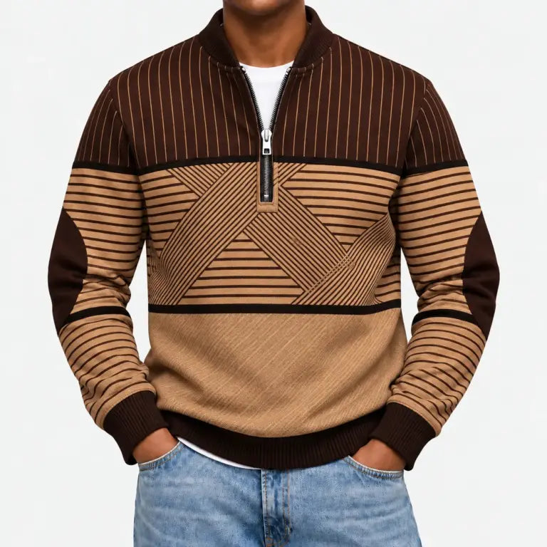 Ifan - Geometrisch gemusterter Half-Zip-Pullover