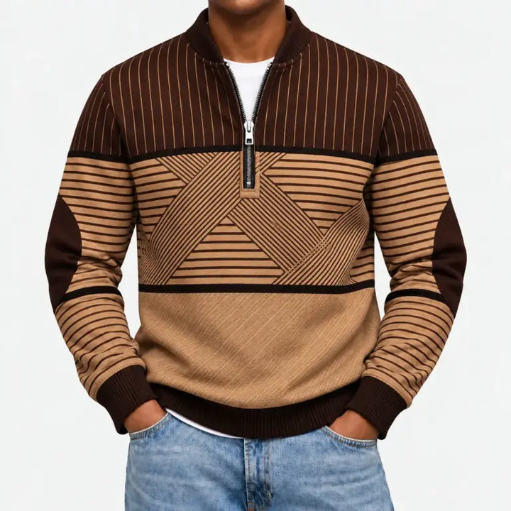 Ifan - Geometrisch gemusterter Half-Zip-Pullover