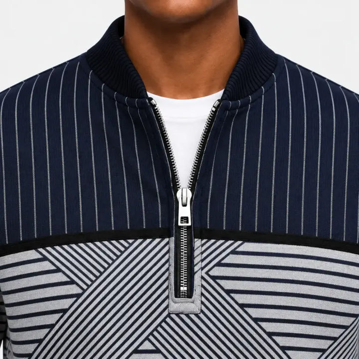 Ifan - Geometrisch gemusterter Half-Zip-Pullover