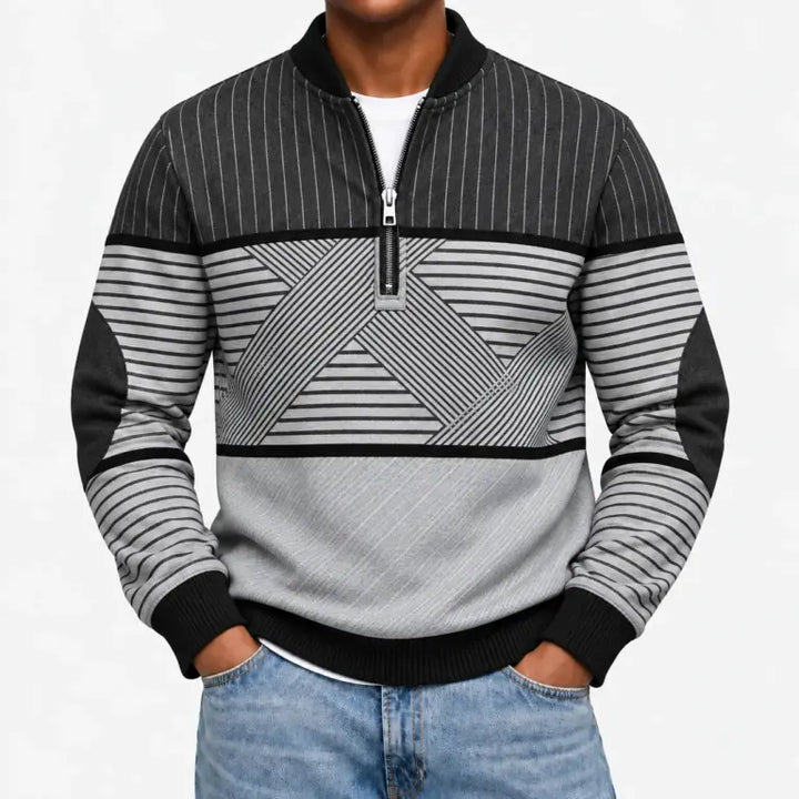 Ifan - Geometrisch gemusterter Half-Zip-Pullover