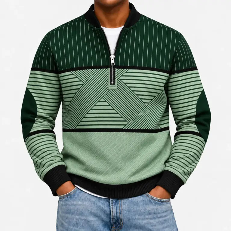 Ifan - Geometrisch gemusterter Half-Zip-Pullover