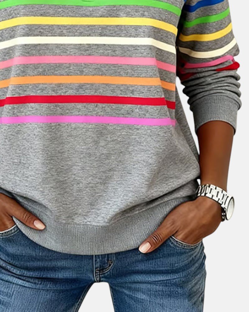 Corinelle - Gestreiftes Half-Zip-Sweatshirt in Soft-Touch-Qualität